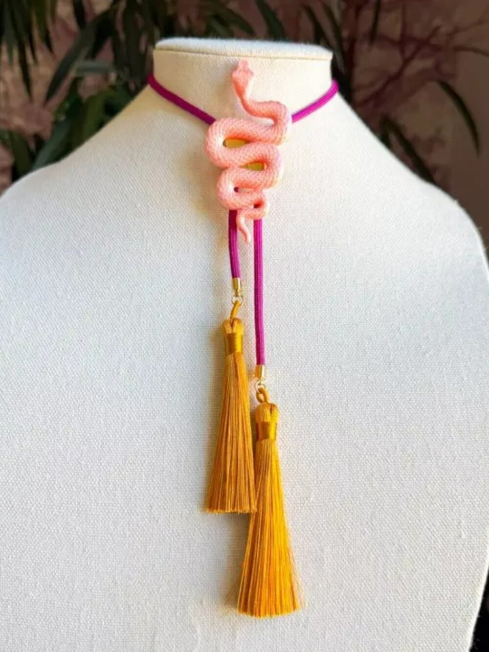 Snake Bolo Sugar Pink with Fuchsia & Golden Yellow NEW